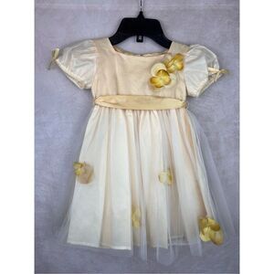 Vintage Rosetta Millington Designer Girls Dress Yellow Floral Spring